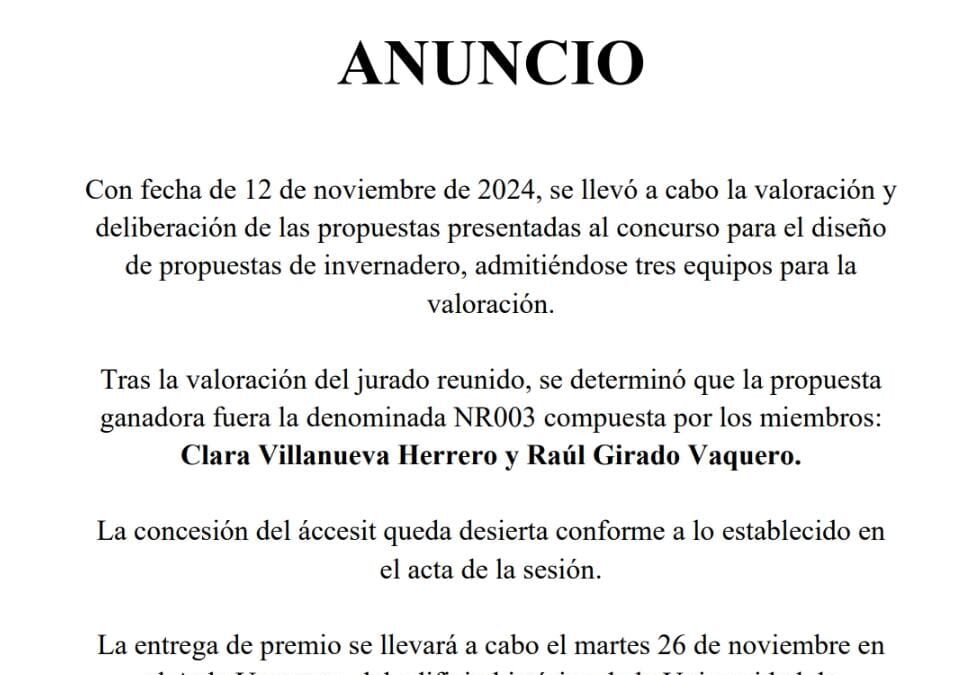Concesión propuesta de invernadero